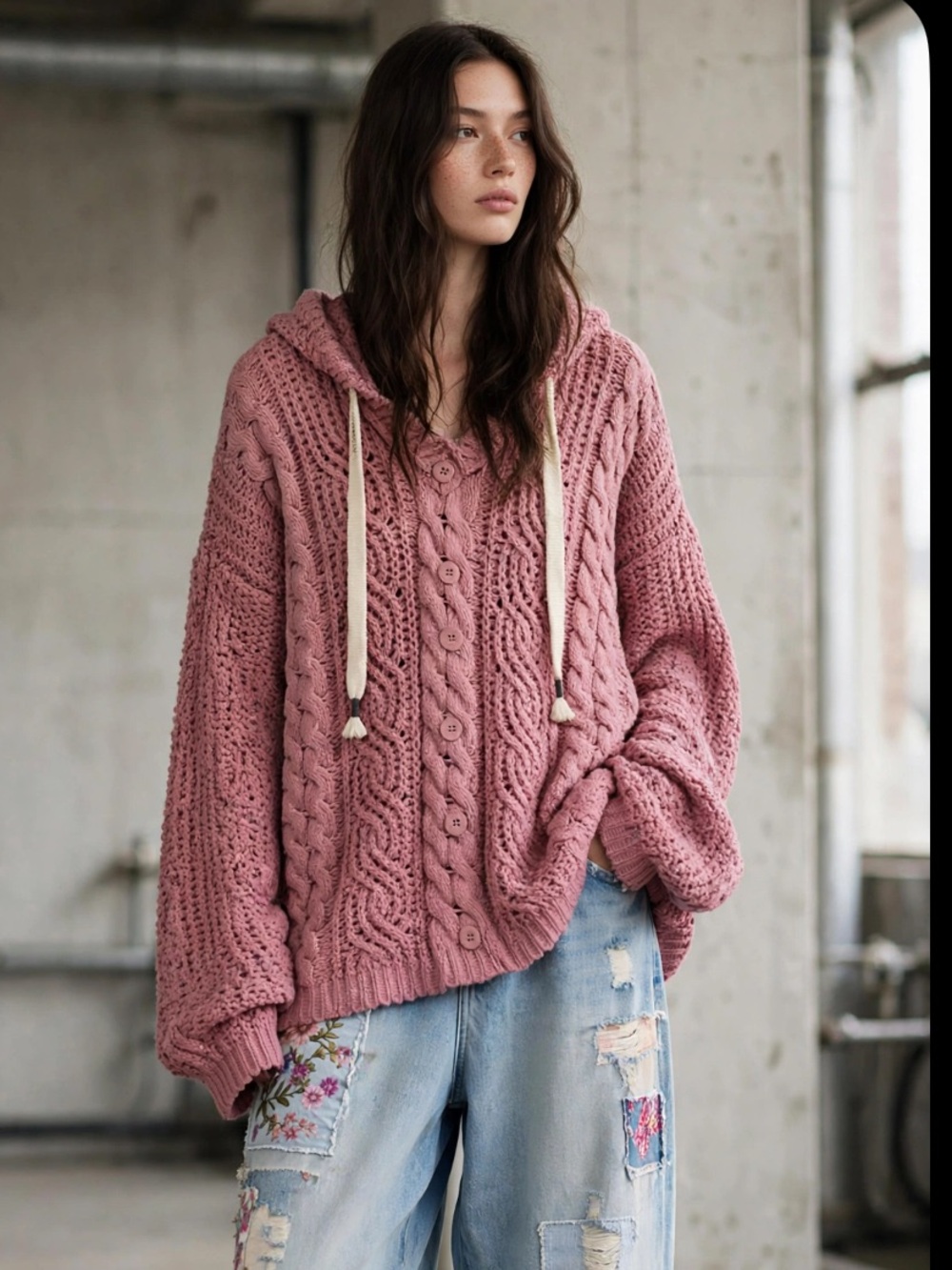 POL oversized soft hooded sweater